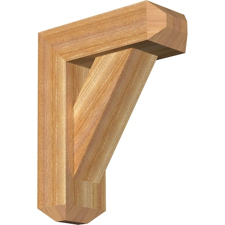 Traditional Craftsman Rough Sawn Bracket W/ Offset Brace, Western Red Cedar, 6W X 16D X 20H